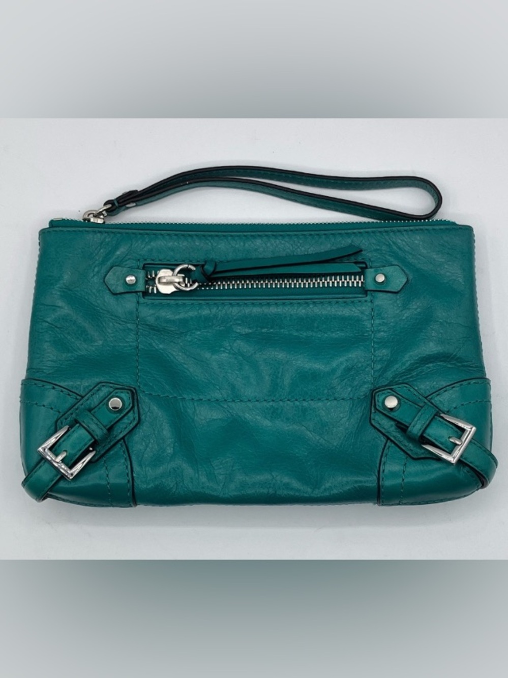 Michael Kors Turquoise Wristlet with Silver Hardware BEAUTIFUL GREEN